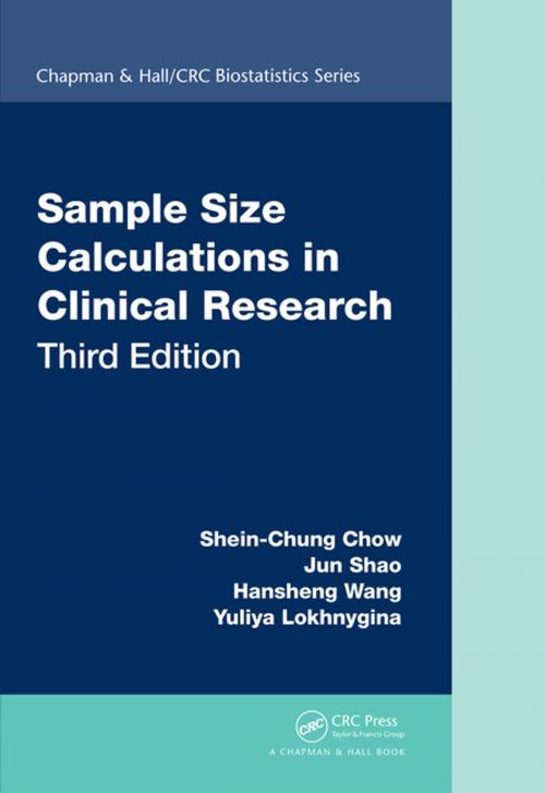 Cover of the book Sample Size Calculations in Clinical Research by Shein-Chung Chow, Jun Shao, Hansheng Wang, Yuliya Lokhnygina, CRC Press