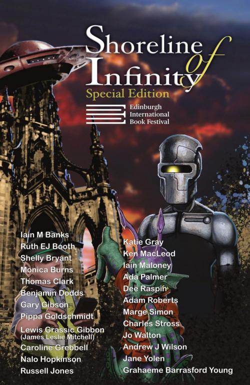 Cover of the book Shoreline of Infinity 8½ EIBF Edition by Ken MacLeod, Charles Stross, Nalo Hopkinson, Ada Palmer, Gary Gibson, Adam Roberts, Iain M Banks, Jo Walton, The New Curiosity Shop
