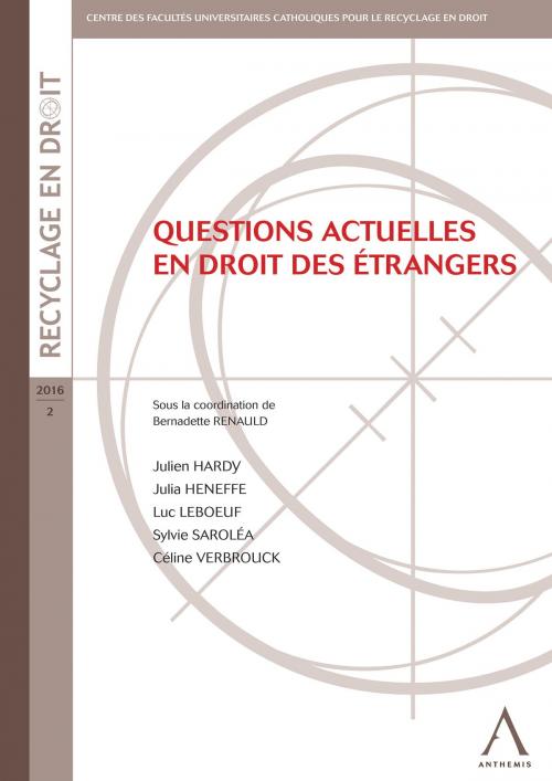 Cover of the book Questions actuelles en droit des étrangers by Bernadette Renauld (dir.), Collectif, Anthemis
