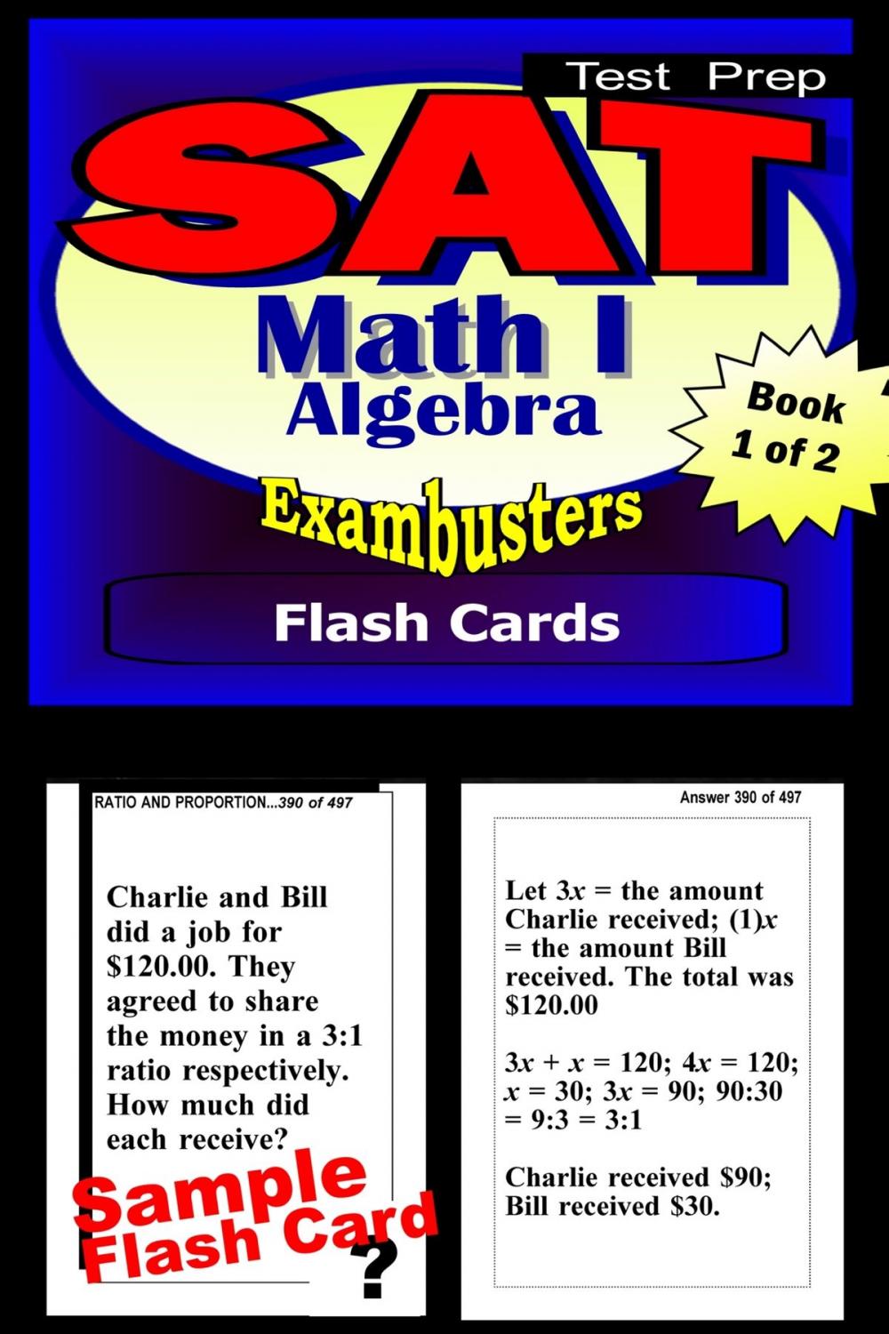 Big bigCover of SAT Math Level I Test Prep Review--Exambusters Algebra Flash Cards--Workbook 1 of 2
