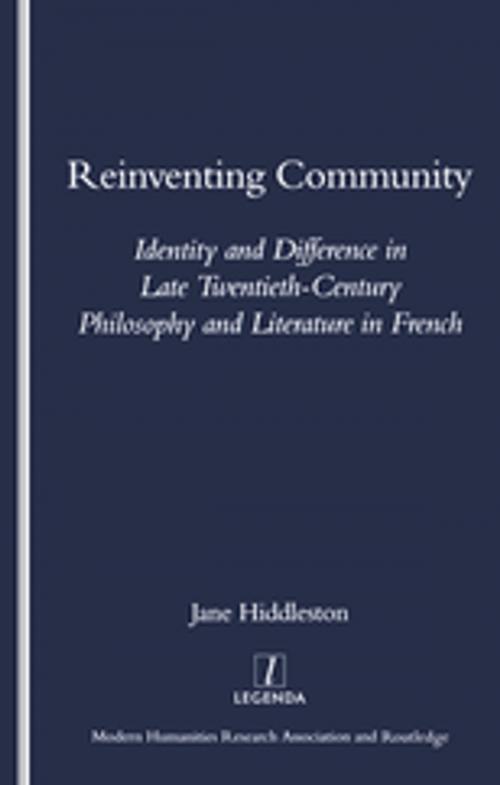 Cover of the book Reinventing Community by Jane Hiddlestone, Taylor and Francis