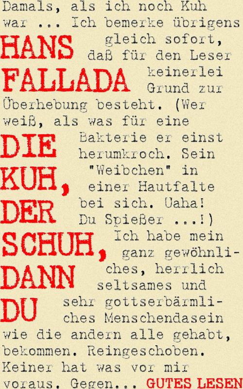 Cover of the book Die Kuh, der Schuh, dann du by Hans Fallada, Books on Demand