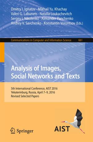 Cover of the book Analysis of Images, Social Networks and Texts by Feng Long Gu, Yuriko Aoki, Michael Springborg, Bernard Kirtman