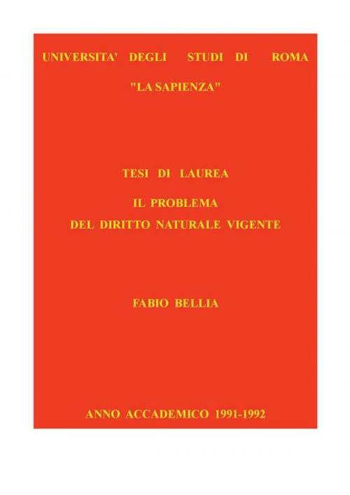 Cover of the book Il problema del diritto naturale vigente by Fabio Bellia, Youcanprint