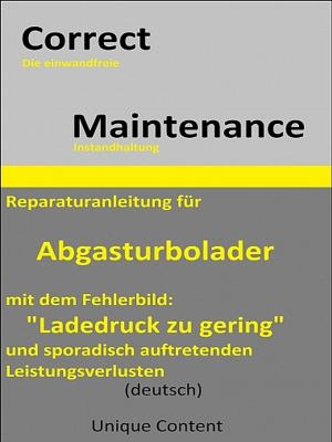 Cover of the book Reparaturanleitung für Abgasturbolader by Natalie Bechthold