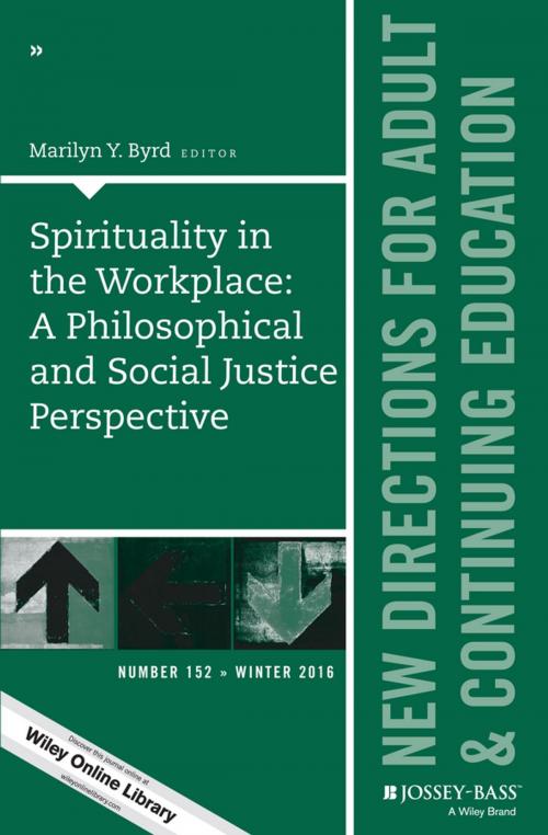 Cover of the book Spirituality in the Workplace: A Philosophical and Social Justice Perspective by Marilyn Y. Byrd, Wiley
