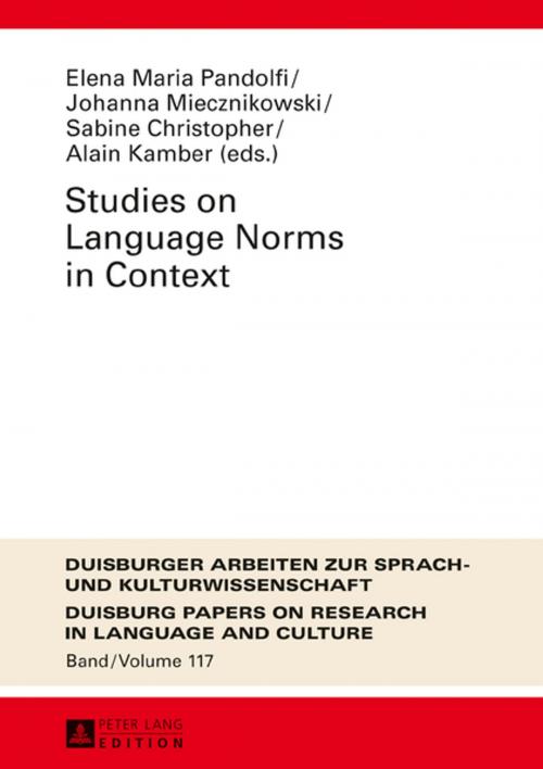 Cover of the book Studies on Language Norms in Context by , Peter Lang