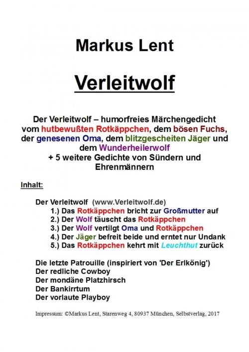 Cover of the book Verleitwolf by Markus Lent, epubli