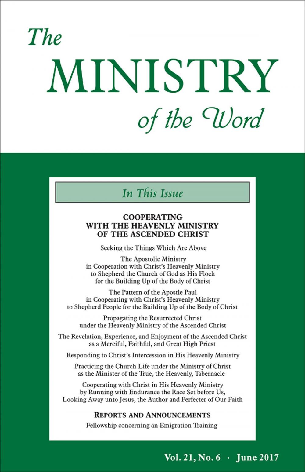 Big bigCover of The Ministry of the Word, Vol. 21, No 6