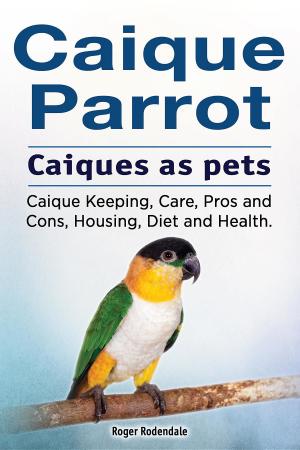 Book cover of Caique parrot. Caiques as pets. Caique Keeping, Care, Pros and Cons, Housing, Diet and Health.