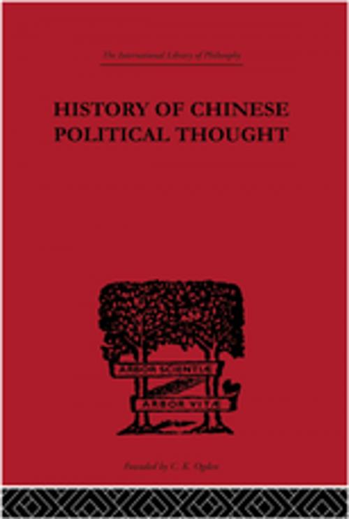 Cover of the book History of Chinese Political Thought by Liang Chi-Chao, Taylor and Francis