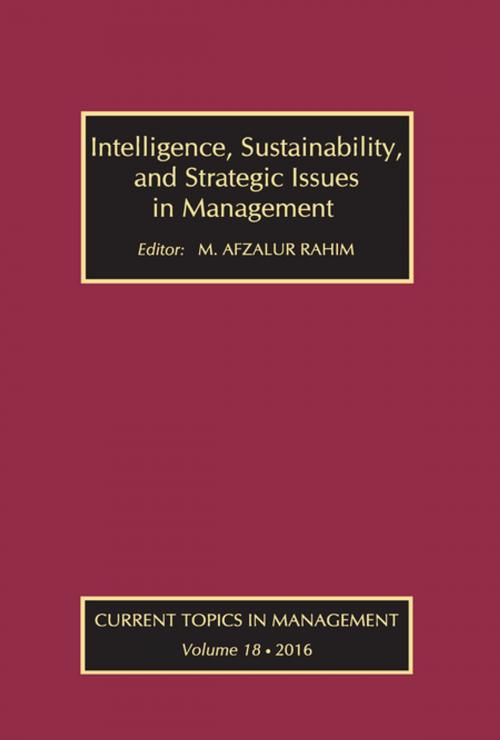 Cover of the book Intelligence, Sustainability, and Strategic Issues in Management by M. Afzalur Rahim, Taylor and Francis