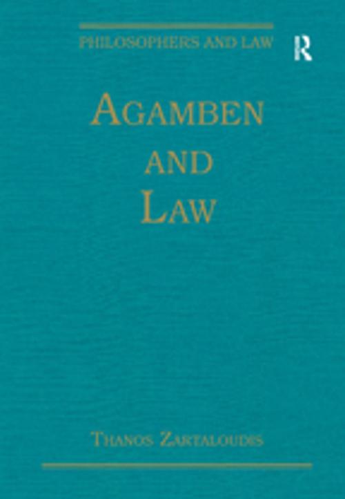 Cover of the book Agamben and Law by Thanos Zartaloudis, Taylor and Francis