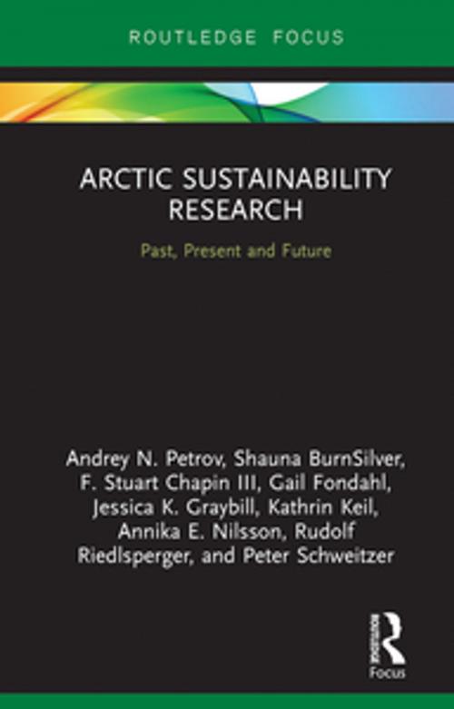 Cover of the book Arctic Sustainability Research by Andrey N. Petrov, Shauna BurnSilver, F. Stuart Chapin III, Gail Fondahl, Jessica K. Graybill, Kathrin Keil, Annika E. Nilsson, Rudolf Riedlsperger, Peter Schweitzer, Taylor and Francis