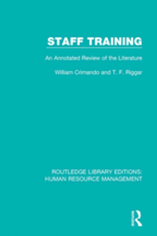 Cover of the book Staff Training by William Crimando, T. F. Riggar, Taylor and Francis