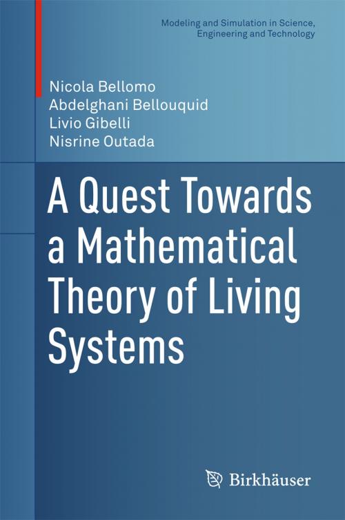 Cover of the book A Quest Towards a Mathematical Theory of Living Systems by Nicola Bellomo, Abdelghani Bellouquid, Livio Gibelli, Nisrine Outada, Springer International Publishing