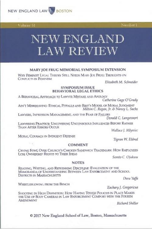 Cover of the book New England Law Review: Volume 51, Number 1 - Winter 2017 by New England Law Review, Quid Pro, LLC