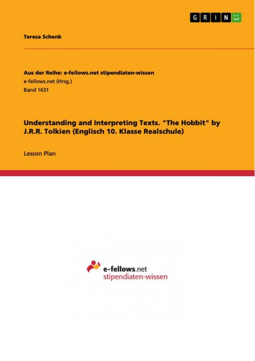 Cover of the book Understanding and Interpreting Texts. 'The Hobbit' by J.R.R. Tolkien (Englisch 10. Klasse Realschule) by Teresa Schenk, GRIN Verlag