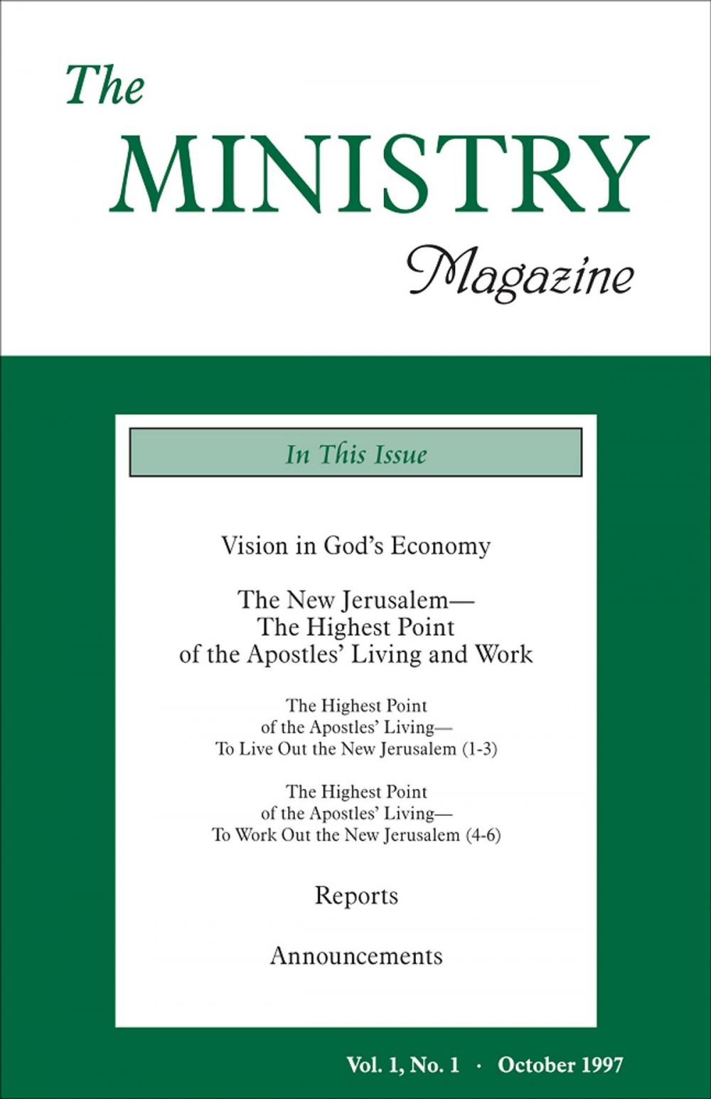 Big bigCover of The Ministry of the Word, Vol. 1, No 1