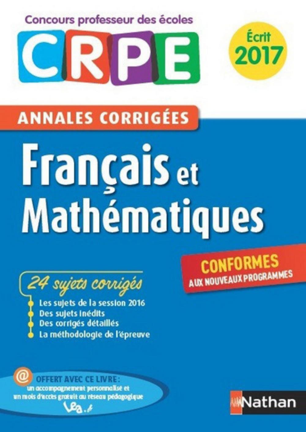 Big bigCover of Ebook - Annales CRPE 2017 : Français & Mathématiques