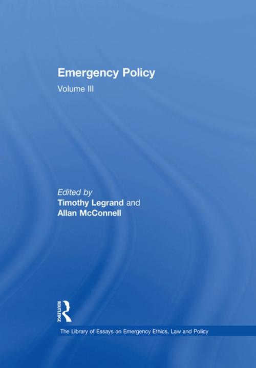 Cover of the book Emergency Policy by Allan McConnell, Taylor and Francis