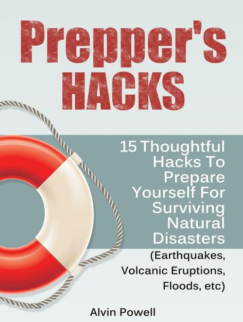 Cover of the book Prepper's Hacks: 15 Thoughtful Hacks To Prepare Yourself For Surviving Natural Disasters (Earthquakes, Volcanic Eruptions, Floods, etc) by Alvin Powell, JVzon Studio