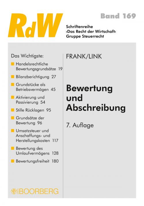 Cover of the book Bewertung und Abschreibung by Manfred Frank, Günter Link, Richard Boorberg Verlag