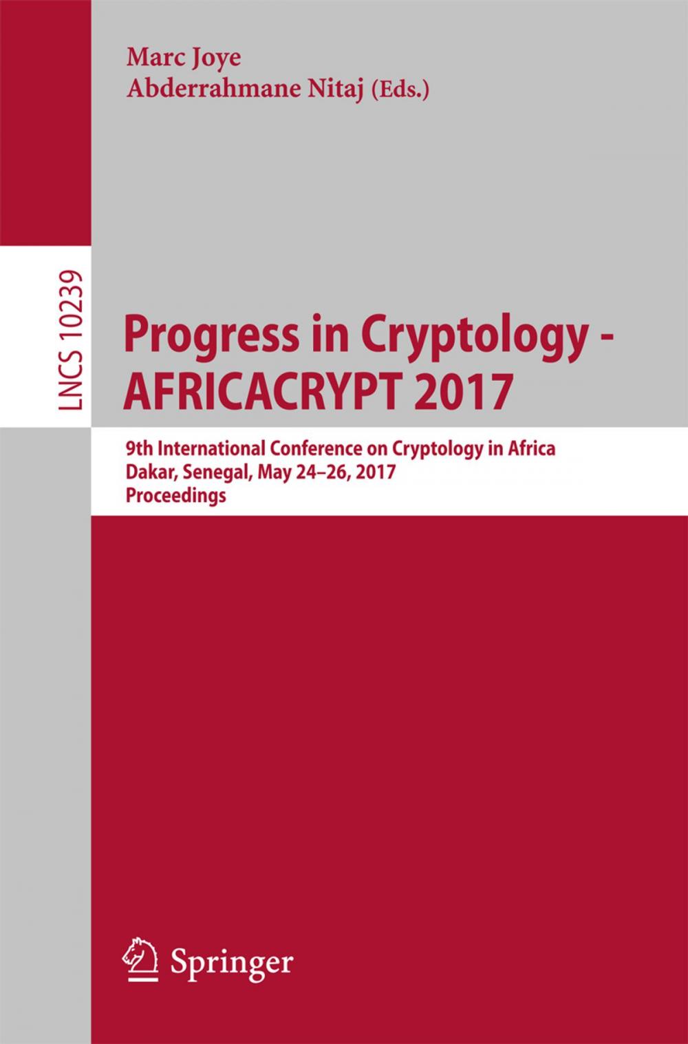 Big bigCover of Progress in Cryptology - AFRICACRYPT 2017
