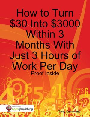 Cover of the book How to Turn $30 Into $3000 Within 3 Months With Just 3 Hours of Work Per Day - Proof Inside by Justine Camacho-Tajonera