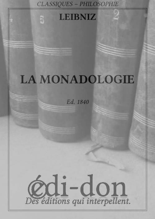 Cover of the book La Monadologie by Leibniz, Edi-don