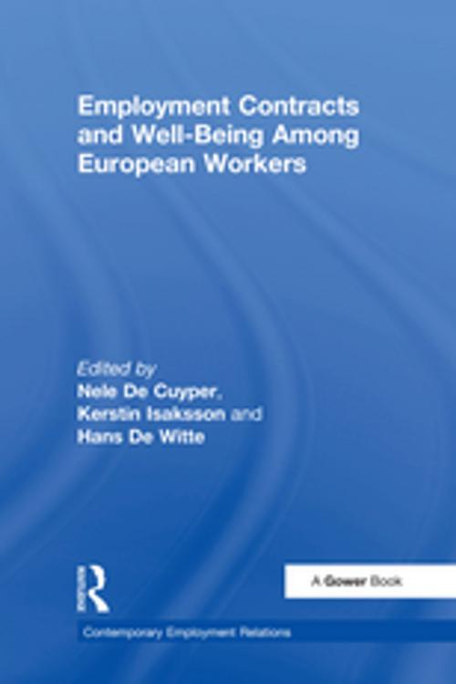 Cover of the book Employment Contracts and Well-Being Among European Workers by Nele De Cuyper, Kerstin Isaksson, Taylor and Francis