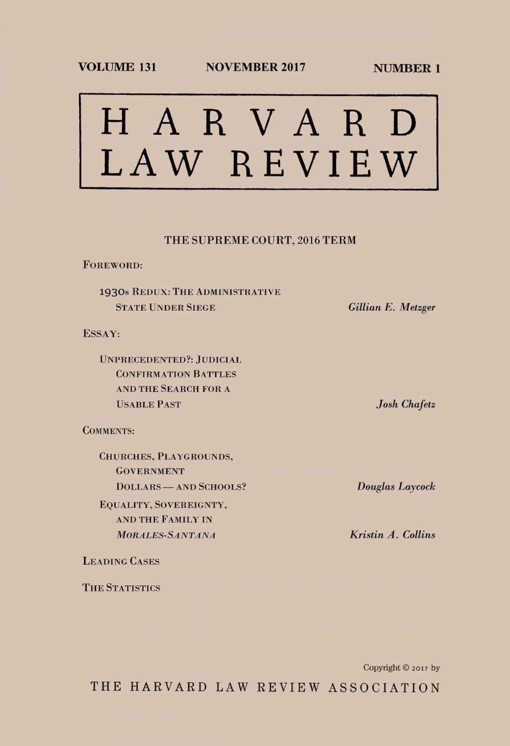 Big bigCover of Harvard Law Review: Volume 131, Number 1 - November 2017