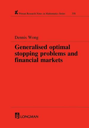 Cover of the book Generalized Optimal Stopping Problems and Financial Markets by Thomas A Gossel