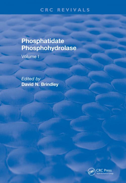 Cover of the book Phosphatidate Phosphohydrolase (1988) by David N. Brindley, CRC Press