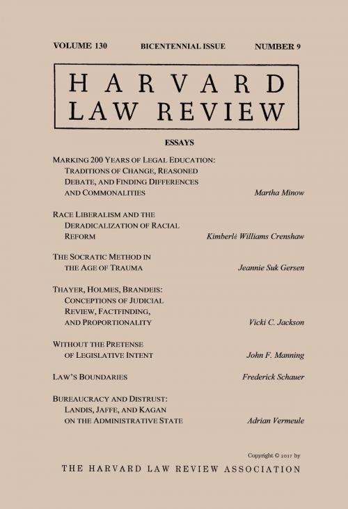 Cover of the book Harvard Law Review: Volume 130, Number 9 - Bicentennial Issue 2017 by Harvard Law Review, Quid Pro, LLC