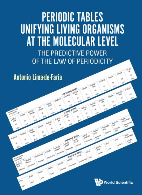 Cover of the book Periodic Tables Unifying Living Organisms at the Molecular Level by Antonio Lima-de-Faria, World Scientific Publishing Company