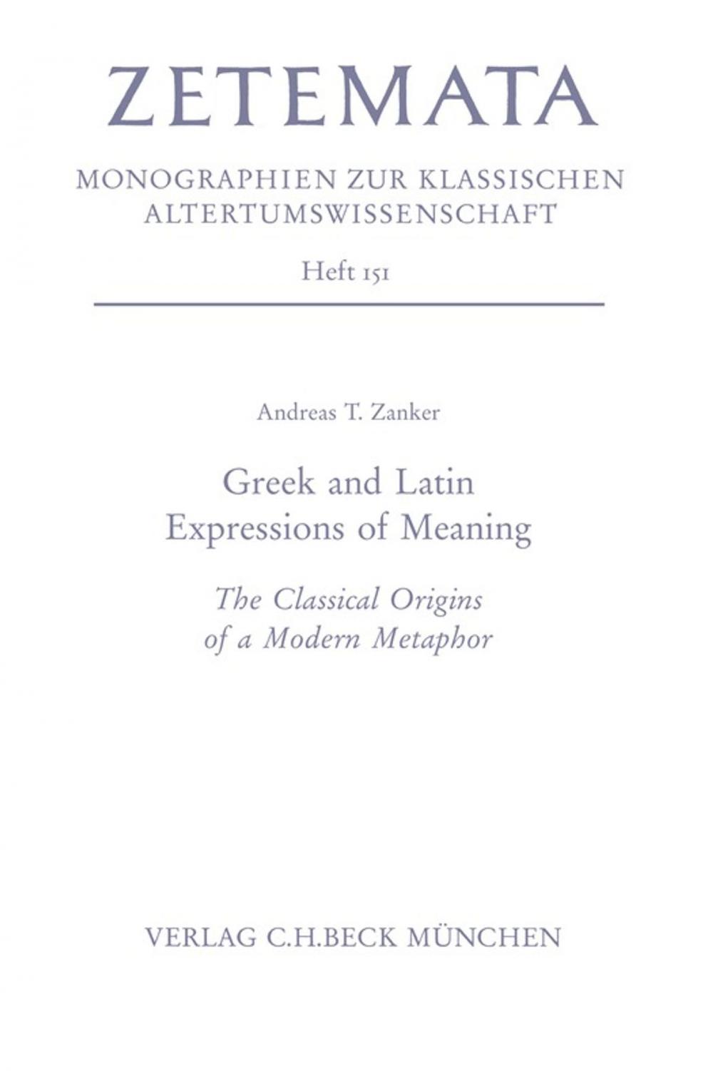 Big bigCover of Greek and Latin Expressions of Meaning