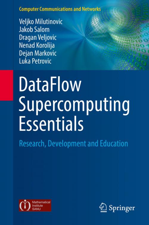 Cover of the book DataFlow Supercomputing Essentials by Dejan Markovic, Dragan Veljovic, Veljko Milutinovic, Luka Petrovic, Jakob Salom, Nenad Korolija, Springer International Publishing