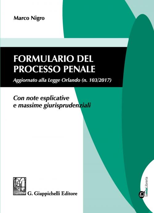 Cover of the book Formulario del processo penale by Marco Nigro, Giappichelli Editore