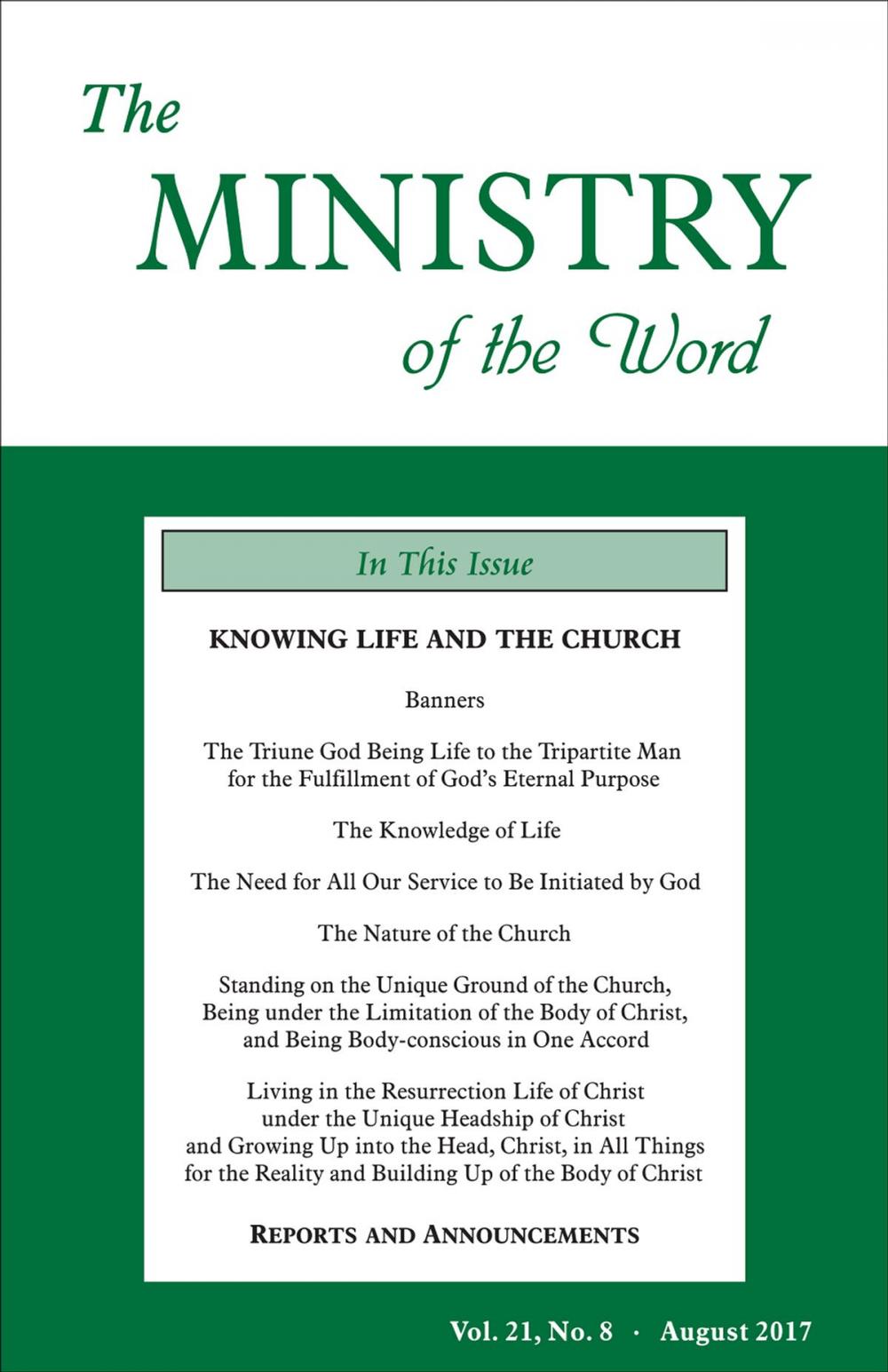 Big bigCover of The Ministry of the Word, Vol. 21, No. 8