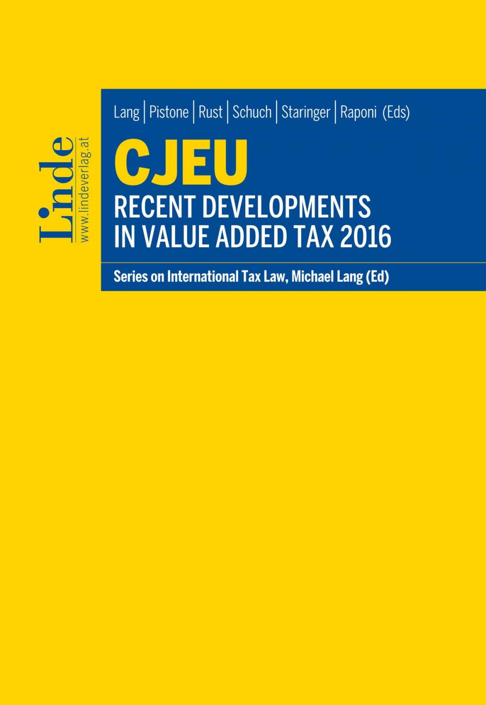 Big bigCover of CJEU - Recent Developments in Value Added Tax 2016