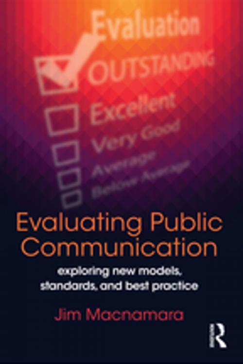 Cover of the book Evaluating Public Communication by Jim Macnamara, Taylor and Francis