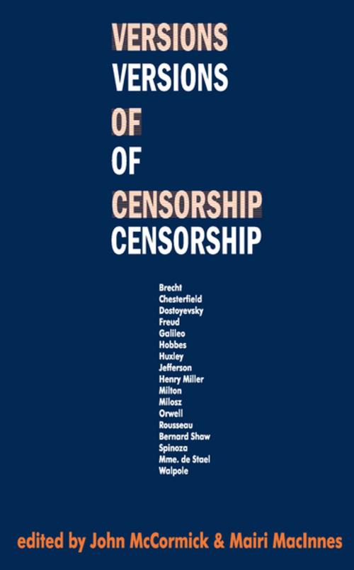Cover of the book Versions of Censorship by Mairi MacInnes, Taylor and Francis