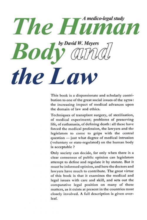 Cover of the book Human Body and the Law by Robert Maynard Hutchins, Taylor and Francis