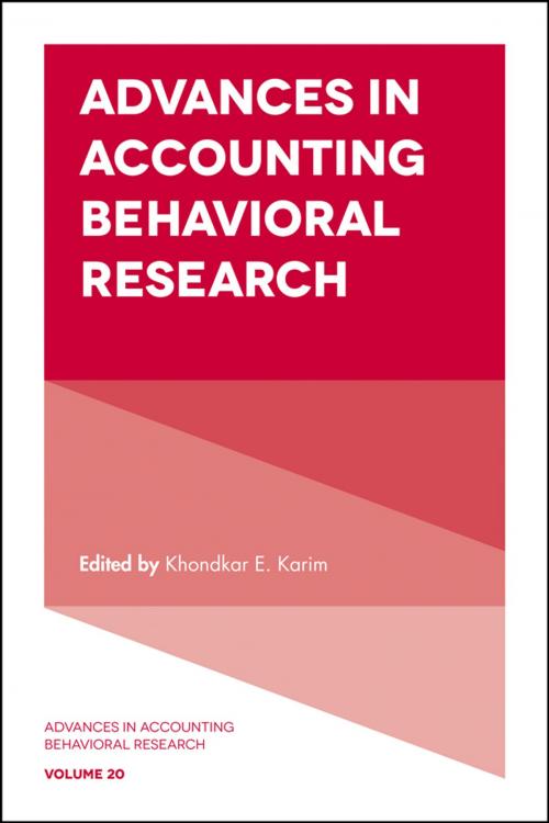 Cover of the book Advances in Accounting Behavioral Research by , Emerald Publishing Limited