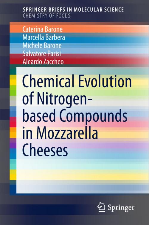 Cover of the book Chemical Evolution of Nitrogen-based Compounds in Mozzarella Cheeses by Caterina Barone, Marcella Barebera, Michele Barone, Salvatore Parisi, Aleardo Zaccheo, Springer International Publishing
