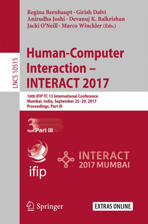 Cover of the book Human-Computer Interaction – INTERACT 2017 by , Springer International Publishing