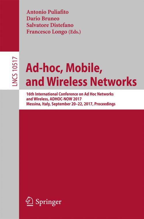 Cover of the book Ad-hoc, Mobile, and Wireless Networks by , Springer International Publishing