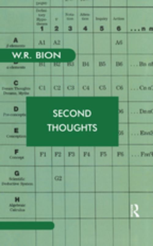 Cover of the book Second Thoughts by Wilfred R. Bion, Taylor and Francis