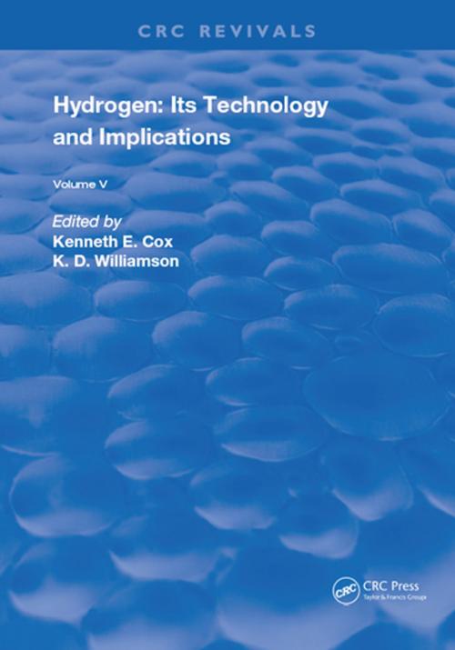 Cover of the book Hydrogen: Its Technology and Implication by Cox, CRC Press